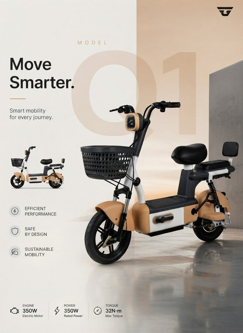Electric Moped Scooter 350W Motor, 48V 12Ah Battery, 40km/h Top Speed, 35km Range - Image 2