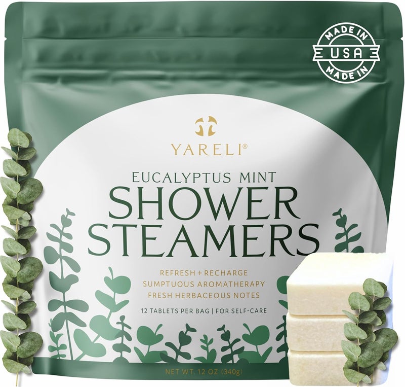 Shower Steamers Aromatherapy 12 Pack for Women and Men  Sinus Relief and Self Care Birthday and Relaxation Spa Gift  Eucalyptus Mint