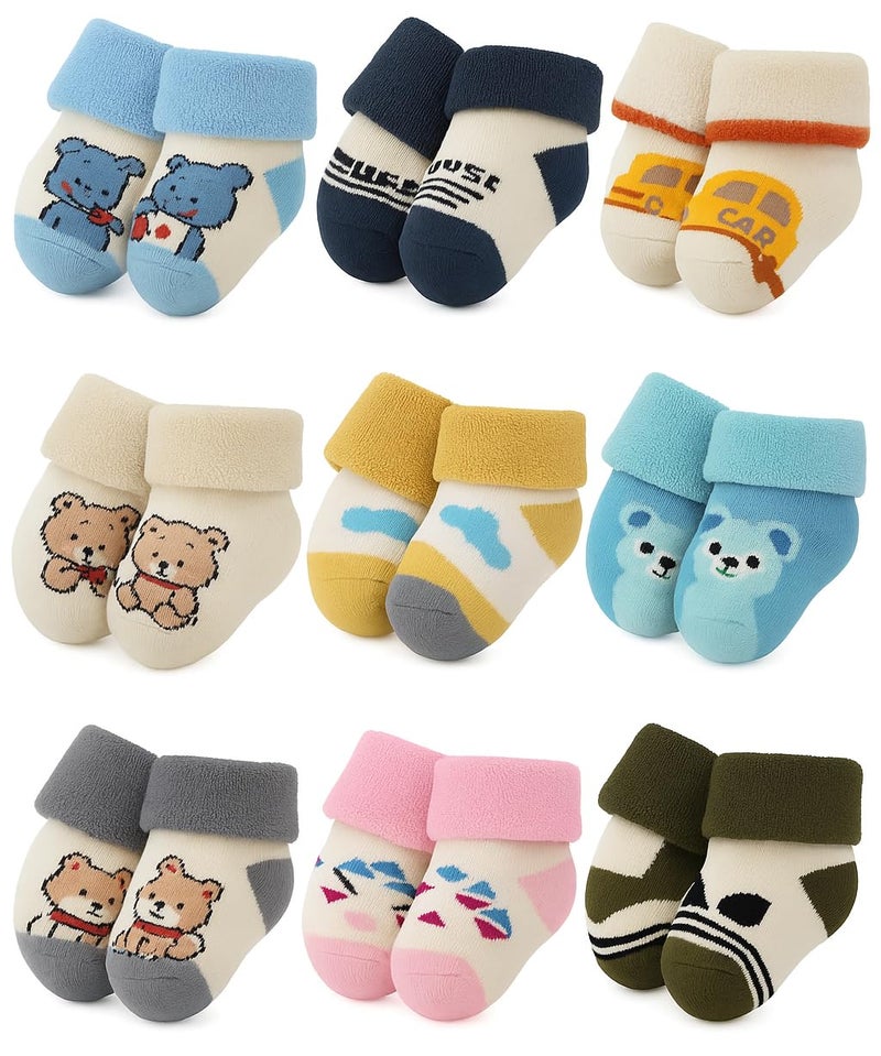 CUTEABLY Baby Socks for Girls and Boys, 6-12 Months, Warm Winter Socks (IN, Age, 0 Months, 6 Months, 4, Multicolour) - Image 1