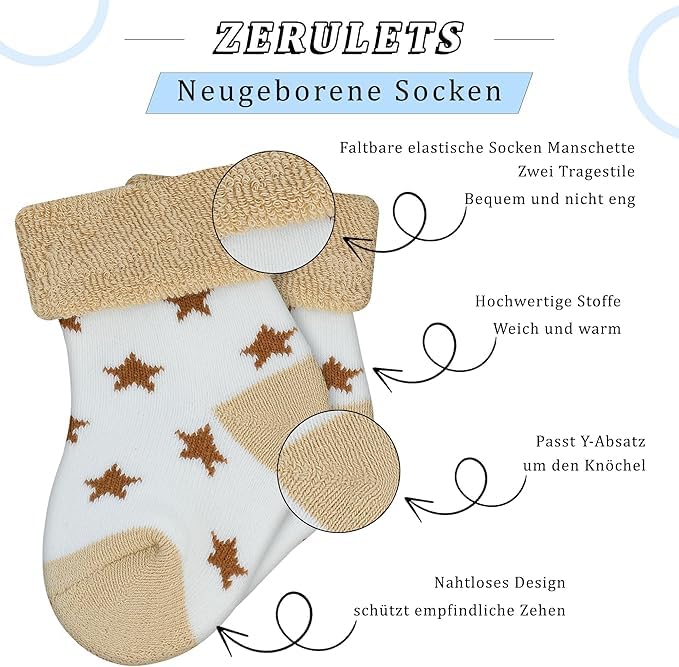 CUTEABLY Baby Socks for Girls and Boys, 6-12 Months, Warm Winter Socks (IN, Age, 0 Months, 6 Months, 4, Multicolour) - Image 4