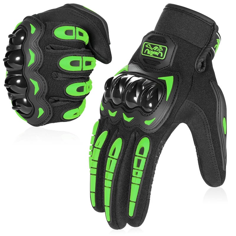 COFIT Motorcycle Gloves Breathable Touchscreen Motorbike Gloves AntiSlip with Good Grip Hard Knuckles Protection for Men Women Motocross BMX ATV MTB Cycling Road Racing Green L - Image 3