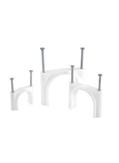 NEW WARE NEW WARE 20 mm Wire Fastener Cable Clips with SS Nails for Cable Management Cord Organizer Round Wire Clamps for Hanging Cables Fitting on Wall 100 