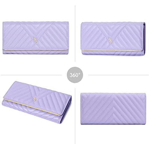 YOUBDM Wallet for Women RFID Blocking Large Capacity Trifold Ladies Wallet Leather Long Clutch Wallet Multi Card Organizer - Image 4