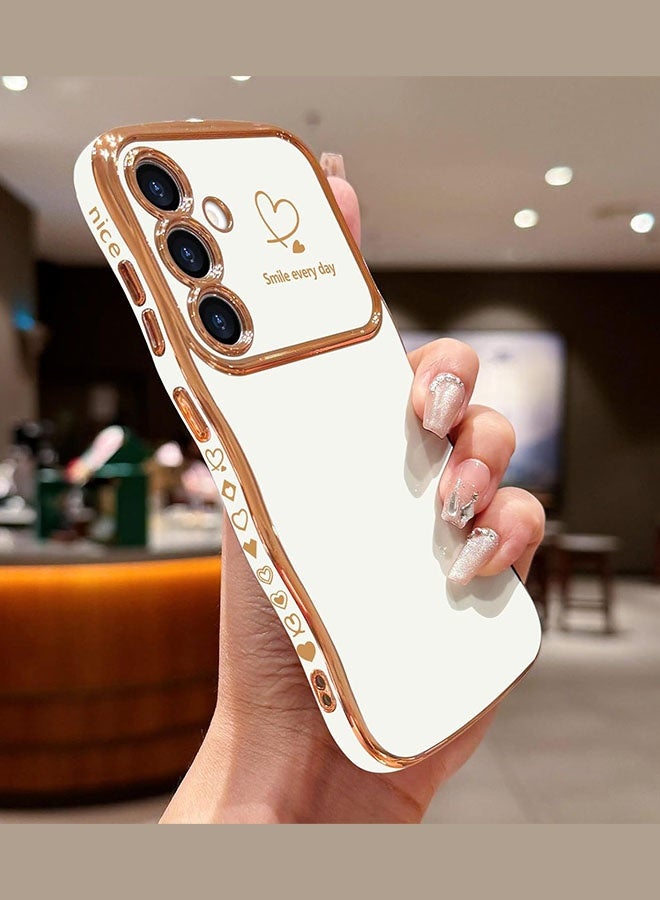Samsung Galaxy S26 Case, Soft TPU Material, [Wireless Charging Compatible][Screen and Camera Protection][Luxury Electroplated Edge] Stylish Heart Design Drop Protection Cover for Samsung Galaxy S26 6.3 inch, White - Image 5
