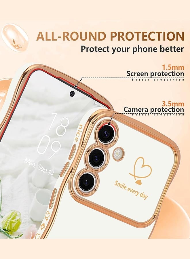 Samsung Galaxy S26 Case, Soft TPU Material, [Wireless Charging Compatible][Screen and Camera Protection][Luxury Electroplated Edge] Stylish Heart Design Drop Protection Cover for Samsung Galaxy S26 6.3 inch, White - Image 2