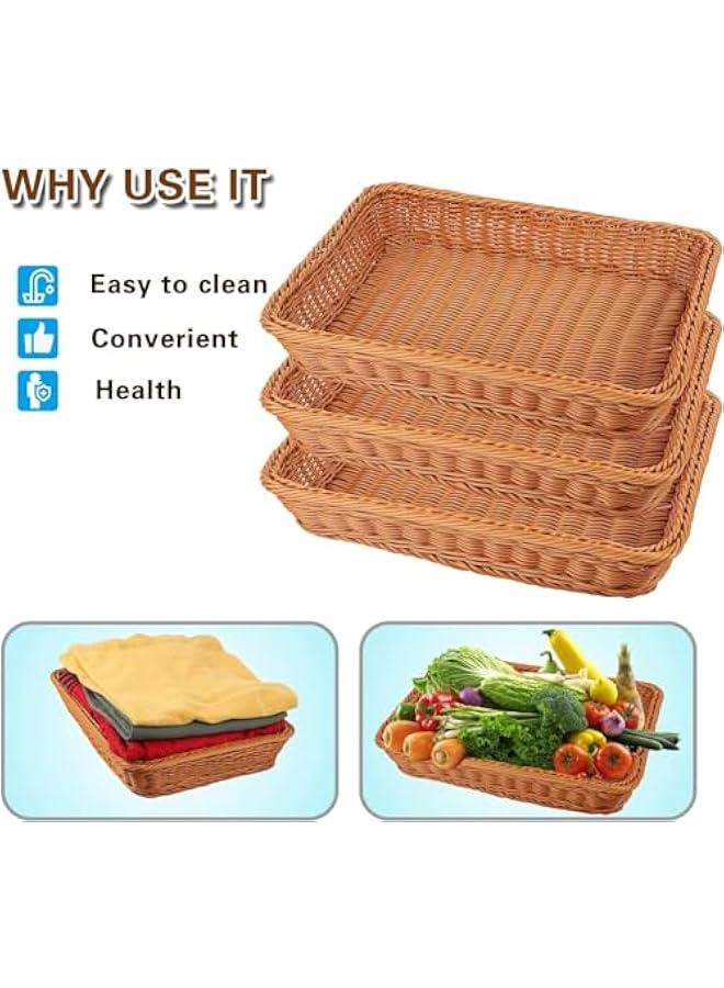 3 Packs 16 Inch Bread Baskets, Handmade Woven Pantry Organizer, Tabletop Food Serving Baskets for Fruits, Vegetables and Snacks, Restaurant, Hotel Serving, Brown - Image 4