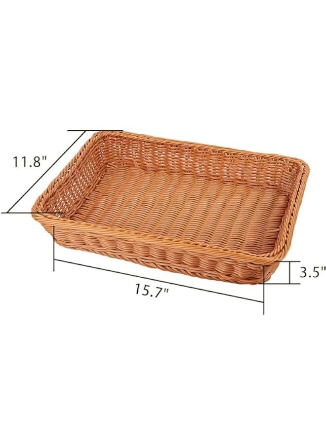 3 Packs 16 Inch Bread Baskets, Handmade Woven Pantry Organizer, Tabletop Food Serving Baskets for Fruits, Vegetables and Snacks, Restaurant, Hotel Serving, Brown - Image 2