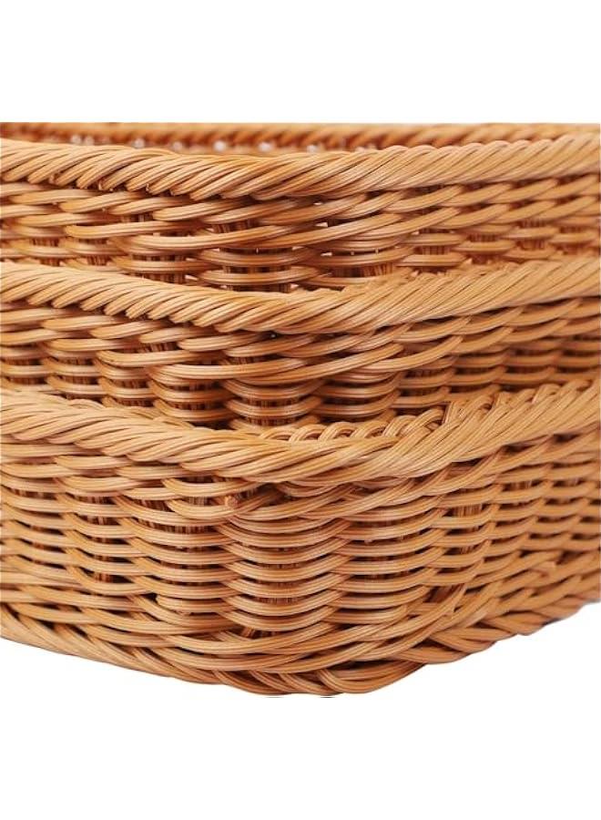 3 Packs 16 Inch Bread Baskets, Handmade Woven Pantry Organizer, Tabletop Food Serving Baskets for Fruits, Vegetables and Snacks, Restaurant, Hotel Serving, Brown - Image 3