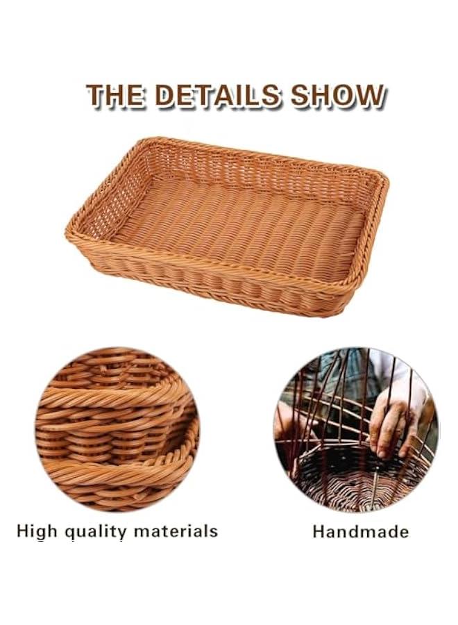 3 Packs 16 Inch Bread Baskets, Handmade Woven Pantry Organizer, Tabletop Food Serving Baskets for Fruits, Vegetables and Snacks, Restaurant, Hotel Serving, Brown - Image 5