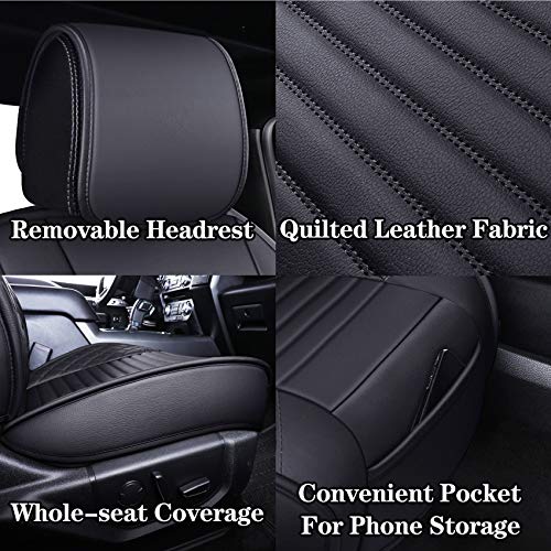 Aierxuan 2 Front Seat Covers for 2009-2025 Ford F150 Truck Seat Covers Waterproof Leather Seat Protectors Custom Fit for 2017-2025 F250 F350 F450(2 PCS Front, Black) - Image 5