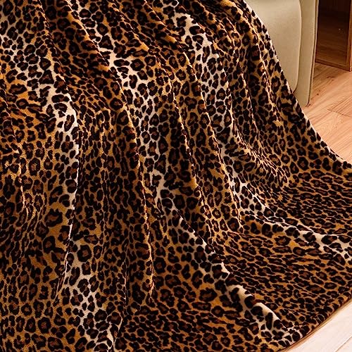 Vessia Leopard Printed Throw Blanket for Couch,Bed,Sofa, Soft Cozy 290GSM Classic Leopard Pattern Blanket for All Season, Lightweight Comfy Yellow Cheetah Animal Print Flannel Fleece Decor - Image 3