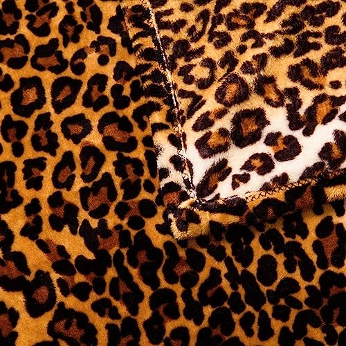 Vessia Leopard Printed Throw Blanket for Couch,Bed,Sofa, Soft Cozy 290GSM Classic Leopard Pattern Blanket for All Season, Lightweight Comfy Yellow Cheetah Animal Print Flannel Fleece Decor - Image 5