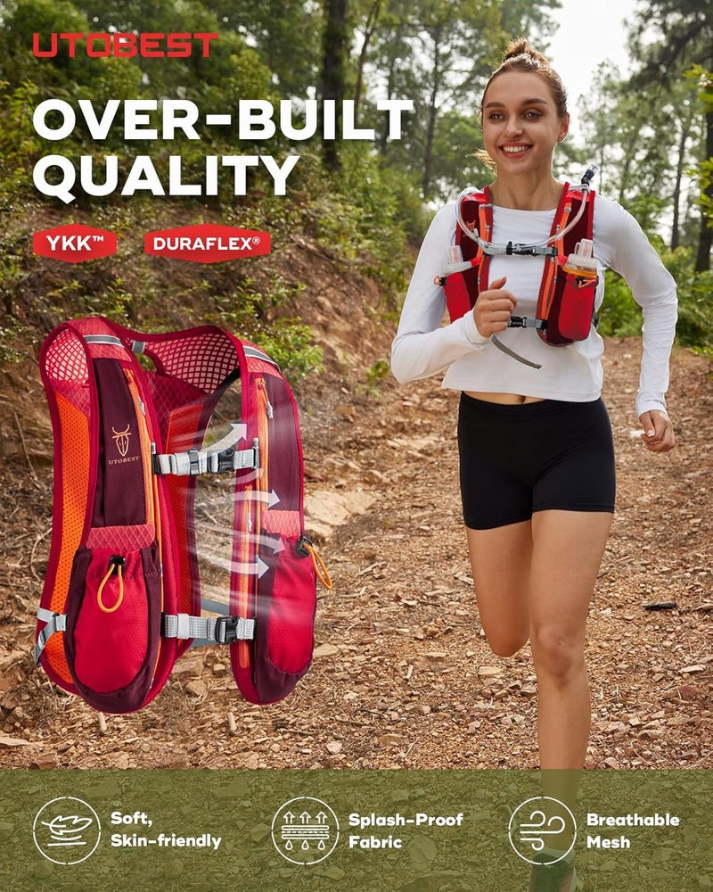 UTOBEST Running Vest, 5L Hydration Vest Lightweight, Breathable and Sweatproof Running Backpack, Adjustable Running Hydration Vest for Trail Running Marathon Race Jogging Cycling - Image 4