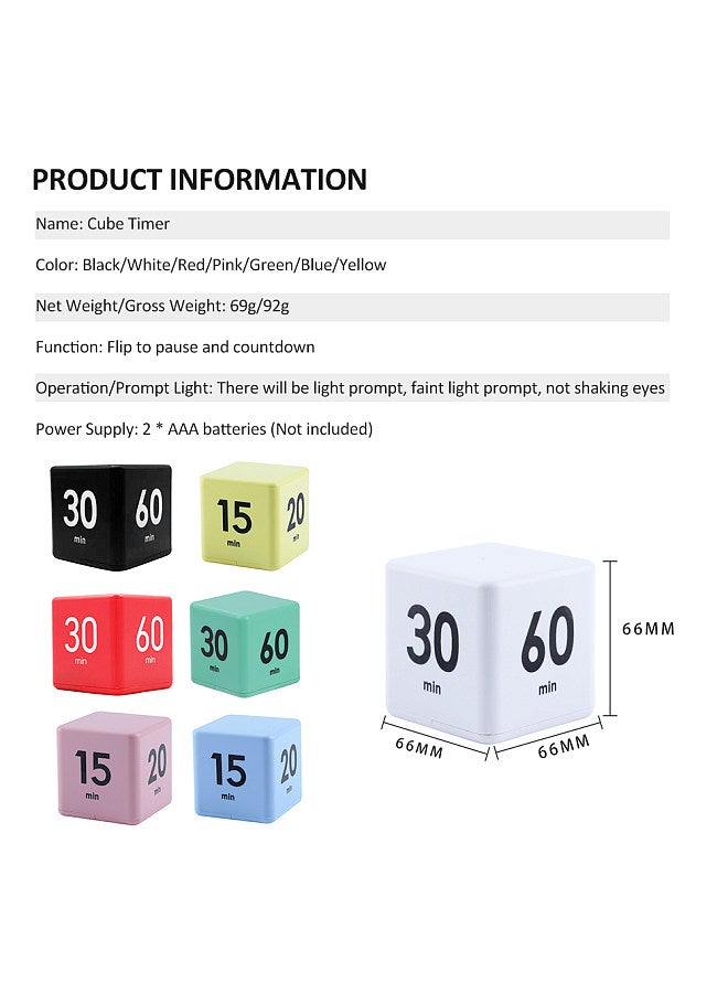 Cube Timers Time Management and Countdown Settings with Gravity Sensor Flip Timer 2.6 Inch Kids Timer 15-20-30-60 Minutes for Studying Cooking Reading Exercise  - Image 5