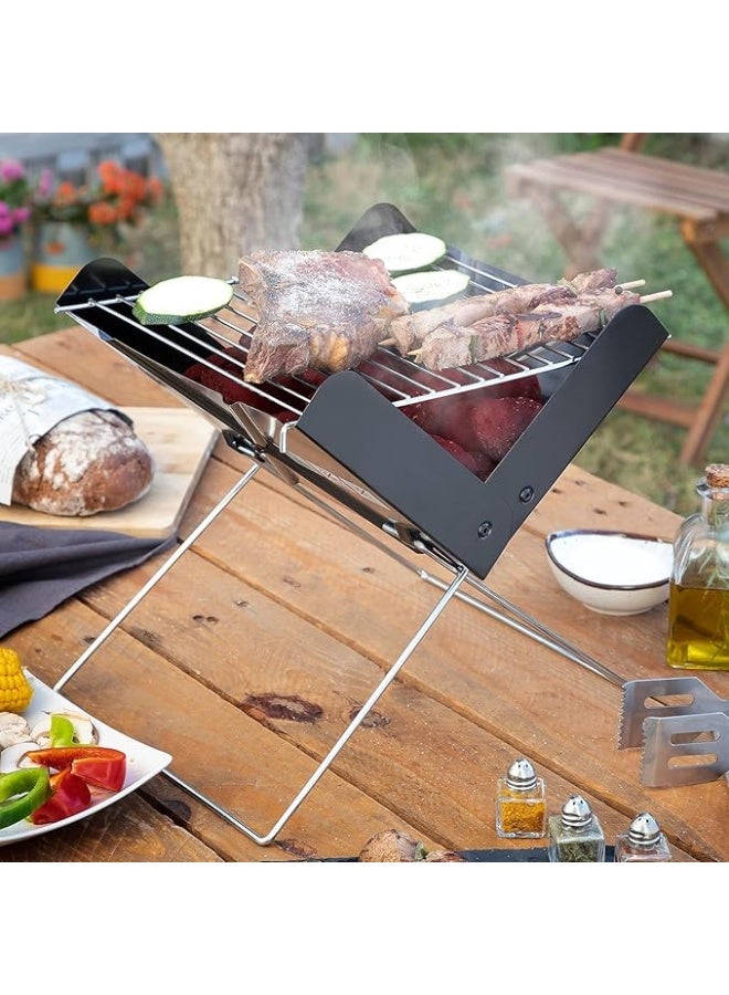شواية فحم صغيرة محمولة قابلة للطي – ستانلس ستيل متين وقوي للشواء الخارجي بتصميم سهل الحمل والتنظيف – مقاس 31×26×30 سم – أسود - Image 2