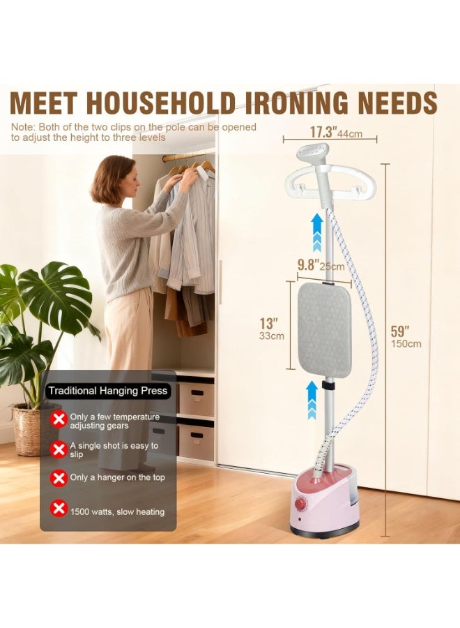 MOSH 2000W Garment Steamer Vertical & Handheld – 1.6L Water Tank, 11 Steam Modes, Smart Temperature Control, Adjustable Height & 180° Flat Ironing - Image 5