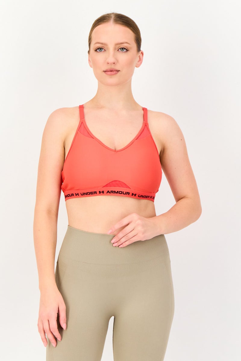 UNDER ARMOUR Women Padded Training Sport Bra, Tomato Red - Image 1