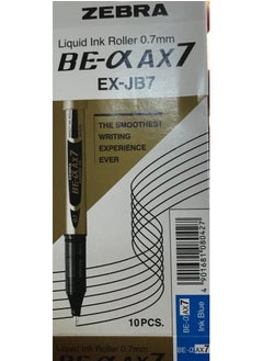 ZEBRA 10 Piece AX7 Liquid Blue Ink Roller Ball Pen 0.7mm  - Image 1