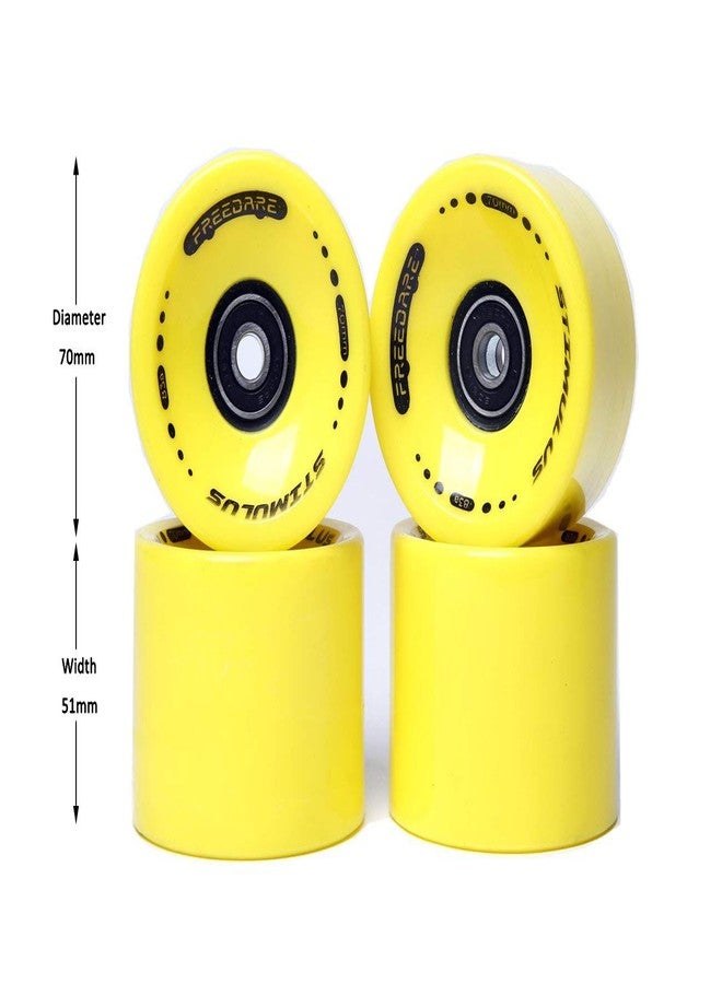FREEDARE 70mm Longboard Wheels with ABEC-7 Bearings and Spacers(Yellow,Set of 4) - Image 4
