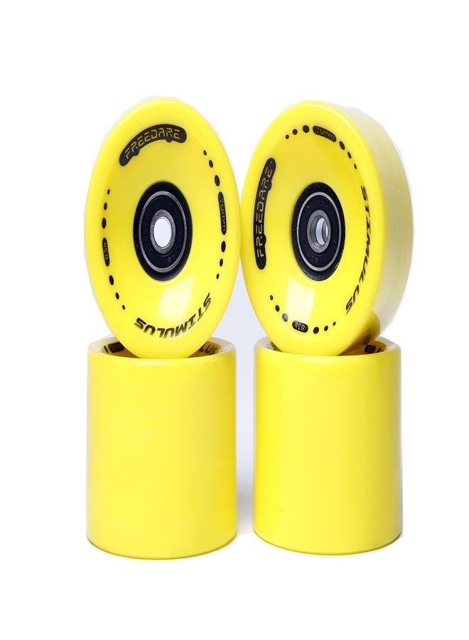 FREEDARE 70mm Longboard Wheels with ABEC-7 Bearings and Spacers(Yellow,Set of 4) - Image 1