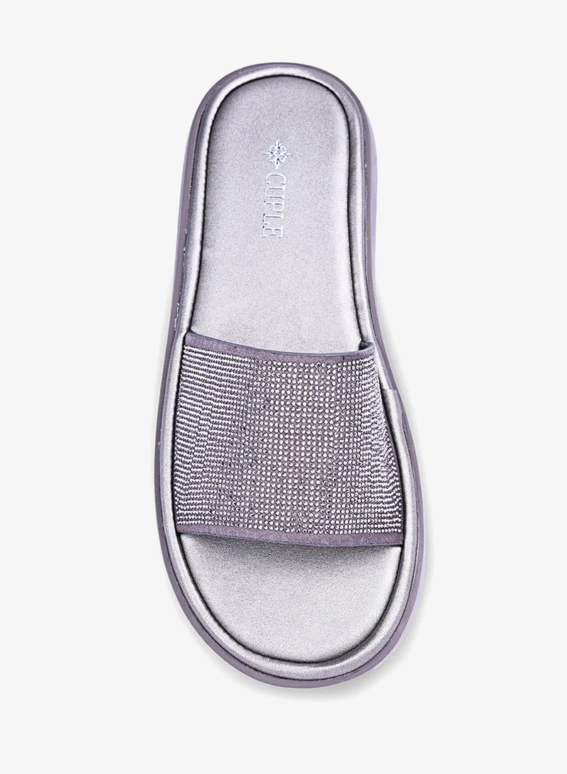 Cuple  Womens flat wide platform slide sandals for Women | Best Price UAE