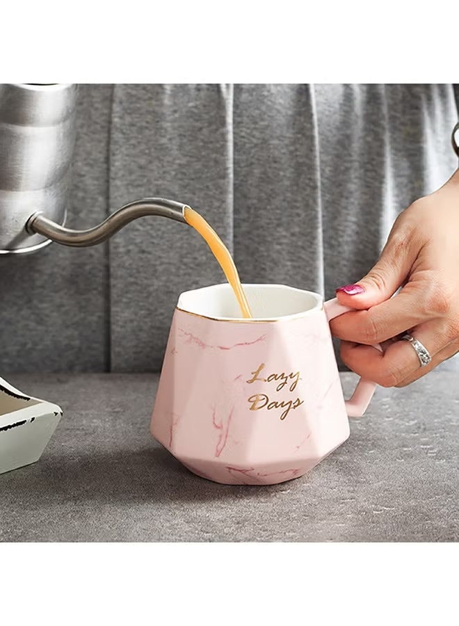 Beauenty Fashion Diamond Marble Cup Pink 8x8x9.5cm - Image 4