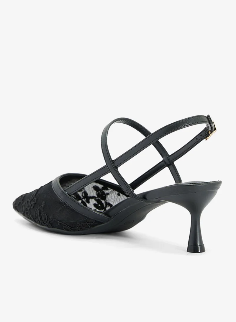 Ella Black Lace Sling Back Pump for Women | Best Price UAE