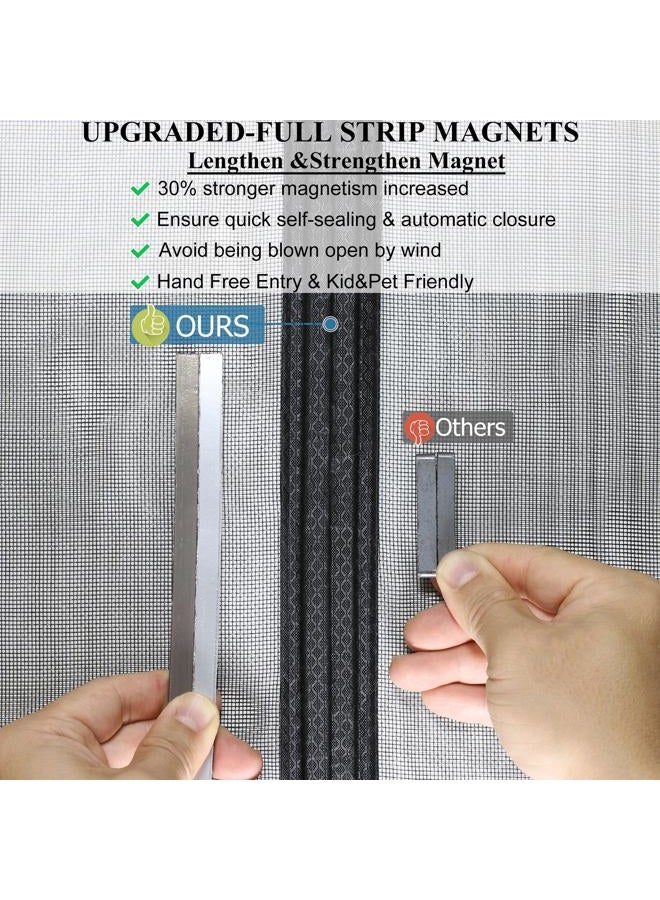 Mpmedo Magnetic Screen Door Upgraded-Model Full Strip Magnets,Reinforced Heavy Duty Mesh Screen Doors Magnets,Full Frame Seal Retractable Door Screen Magnetic Closure for Single Front Patio Sliding Door - Image 4