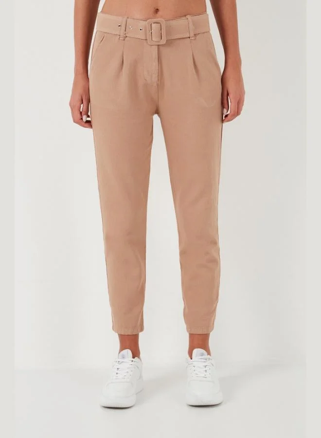 ليلا بنطلون نسائي ليلا قطن بخصر عادي وقصة منتظمة بحزام