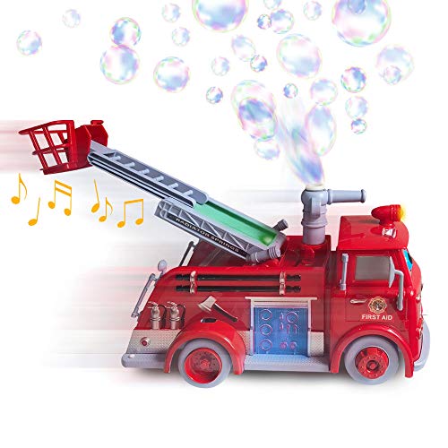 ArtCreativity Fire Truck Toy Bubble Machine for Kids Bubble Blower Toy Truck for Toddlers with Lights Siren Effects Bubble Solution Funnel Kids Toys Gift for Boys and Girls 35 Years Old - Image 5
