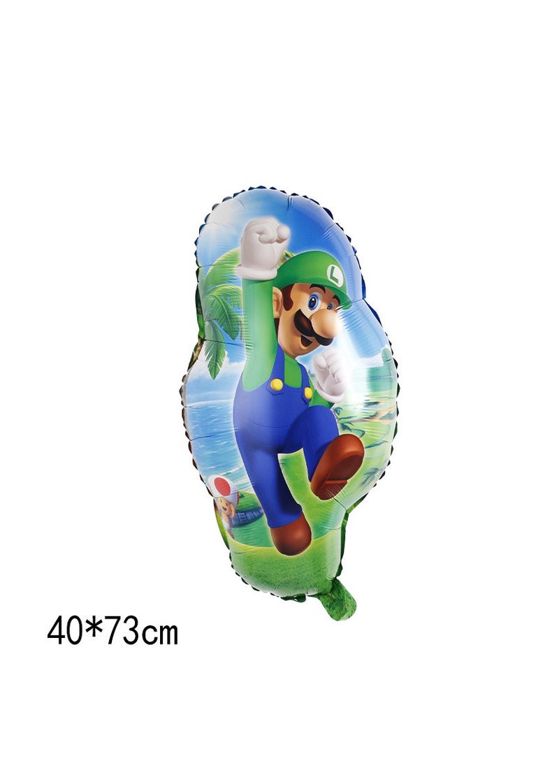 مجموعة من 5 قطع/مجموعة من بالونات رقائق معدنية لشخصية ماريو الكرتونية لتزيين حفلات أعياد الميلاد للأطفال بالونات ألومنيوم كرتونية لويجي لألعاب الأطفال - Image 2