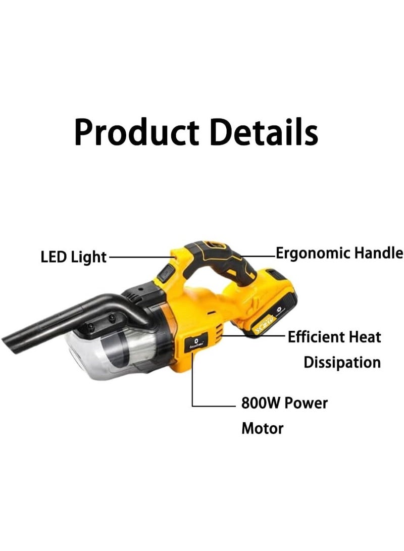 GearZone مكنسة لاسلكية 5 في 1 مع بطاريتين 21 فولت 4.0ah، منظف كهربائي محمول مع محرك قوي 800 واط، 46 CFM محمولة مع فلتر HEPA للأرضيات والسجاد والسيارة - Image 2