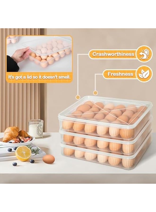 Deviled Egg Containers With Lid, Egg Holder For Fridge,Egg Organizer for Refrigerator,Clear Stackable Plastic Egg Carton,Egg Storage Container,Reusable Egg Tray Egg Box(3 Packs, 72 Eggs)  - Image 5