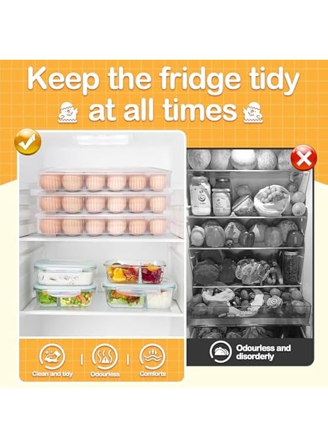 Deviled Egg Containers With Lid, Egg Holder For Fridge,Egg Organizer for Refrigerator,Clear Stackable Plastic Egg Carton,Egg Storage Container,Reusable Egg Tray Egg Box(3 Packs, 72 Eggs)  - Image 4