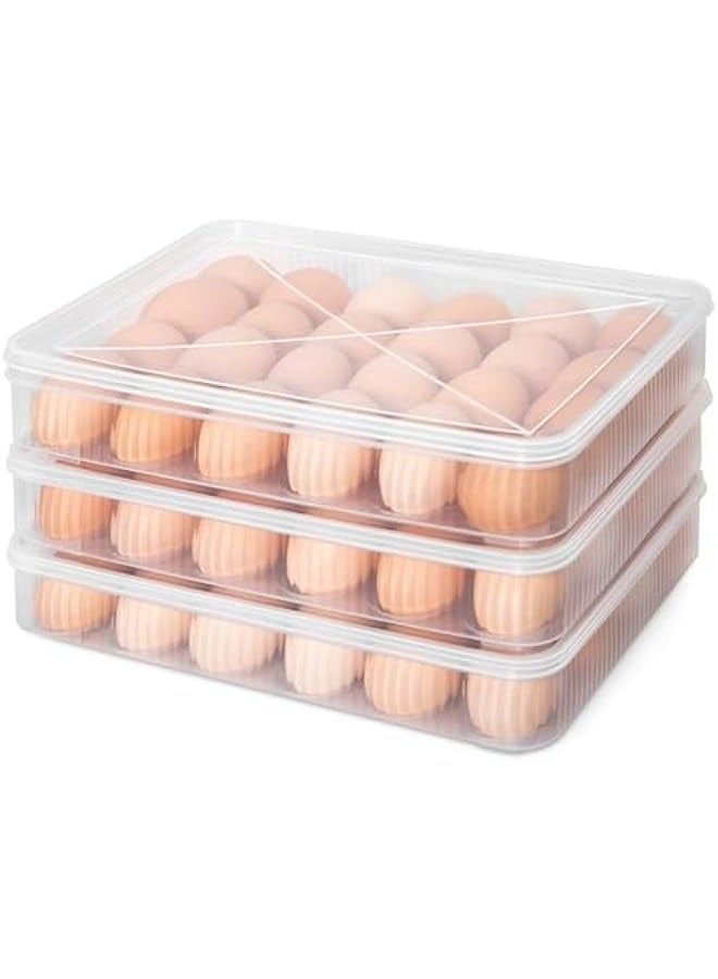 Deviled Egg Containers With Lid, Egg Holder For Fridge,Egg Organizer for Refrigerator,Clear Stackable Plastic Egg Carton,Egg Storage Container,Reusable Egg Tray Egg Box(3 Packs, 72 Eggs)  - Image 1