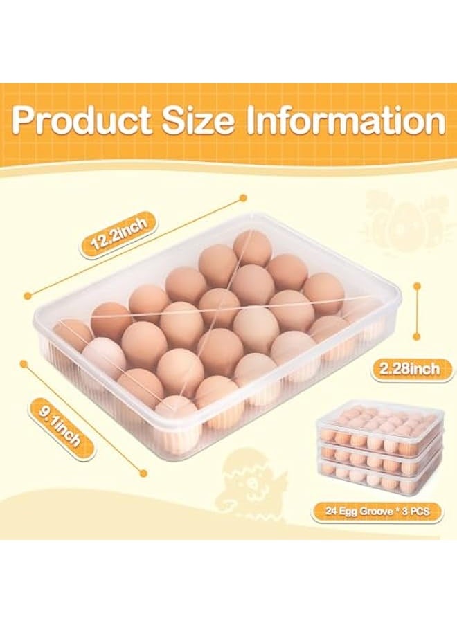 Deviled Egg Containers With Lid, Egg Holder For Fridge,Egg Organizer for Refrigerator,Clear Stackable Plastic Egg Carton,Egg Storage Container,Reusable Egg Tray Egg Box(3 Packs, 72 Eggs)  - Image 2