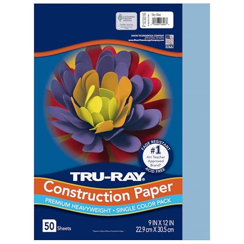 ورق بناء TruRay 50 معاد تدويره 9 × 12 أزرق سماوي عبوة من 50 ورقة