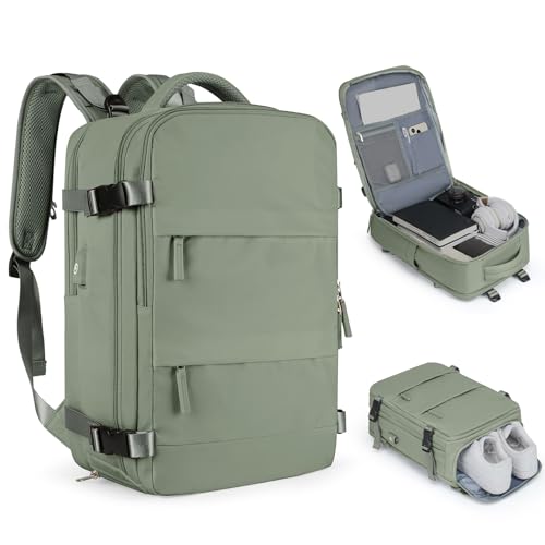 coofay Travel Backpack For Women Men Airline Approved Carry On Backpack Flight Approved Waterproof Sports Luggage Backpack Casual Daypack Small Hiking Backpack Grey Green - Image 1