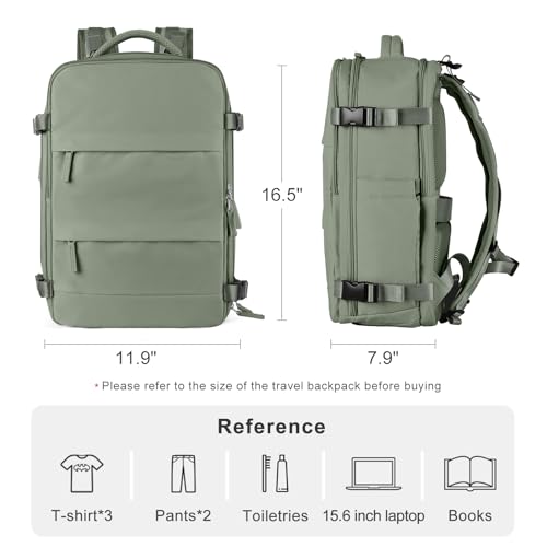 coofay Travel Backpack For Women Men Airline Approved Carry On Backpack Flight Approved Waterproof Sports Luggage Backpack Casual Daypack Small Hiking Backpack Grey Green - Image 3