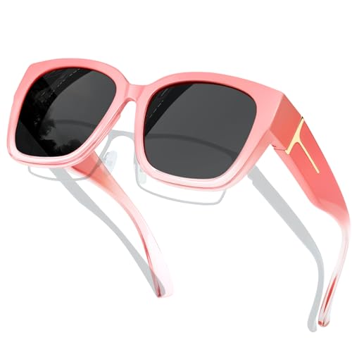 KANASTAL Fit Over Glasses Sunglasses Women Men with UV400 Protection Polarized Shades Trendy Oversized Accessories for Fashion Gradient Pink/Black - Image 1