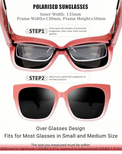 KANASTAL Fit Over Glasses Sunglasses Women Men with UV400 Protection Polarized Shades Trendy Oversized Accessories for Fashion Gradient Pink/Black - Image 5