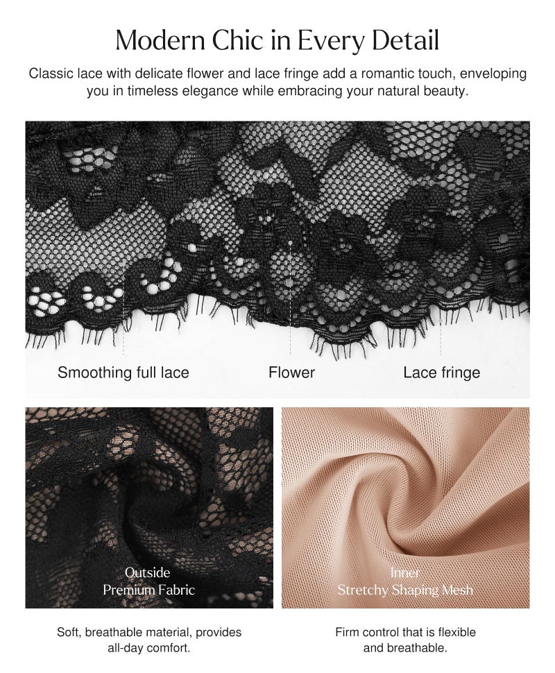 Popilush Shapewear Bodysuit V Neck Tummy Control Backless Lace Tank Tops Sleeveless Thong Bodysuit - Image 5