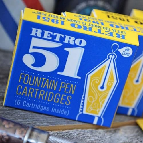 Retro 1951 إعادة تعبئة قلم الحبر Retro 51 - حبر أزرق، 6 عبوات - كتابة سلسة، خراطيش ملائمة بسهولة لخط أنيق - Image 3