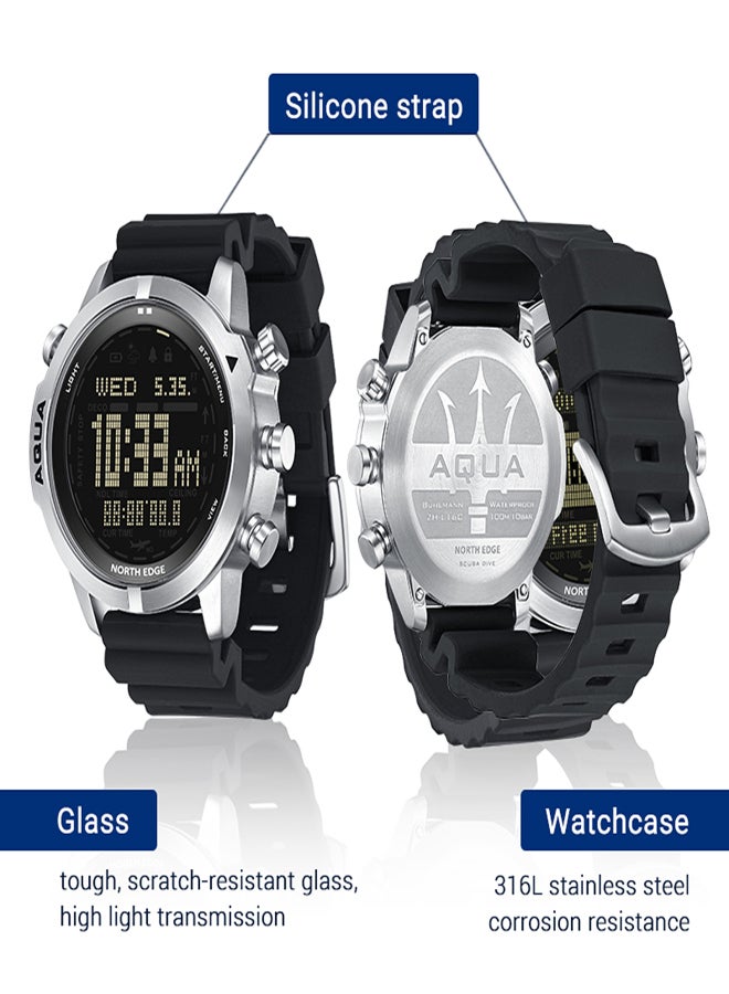 NORTH EDGE Men Sports Digital Analog Watch Diving Watch Steel Business Wrist Watch Altimeter Compass 100m Waterproof - Image 2