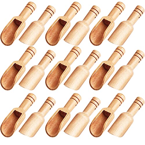 Calary Arroyner 30 PCS Mini Wooden Spoon Mini Bamboo Spoons Small Bath Salt Spoon Small Spice Spoons for Sugar Scrubs Spices Bath Salts Cooking