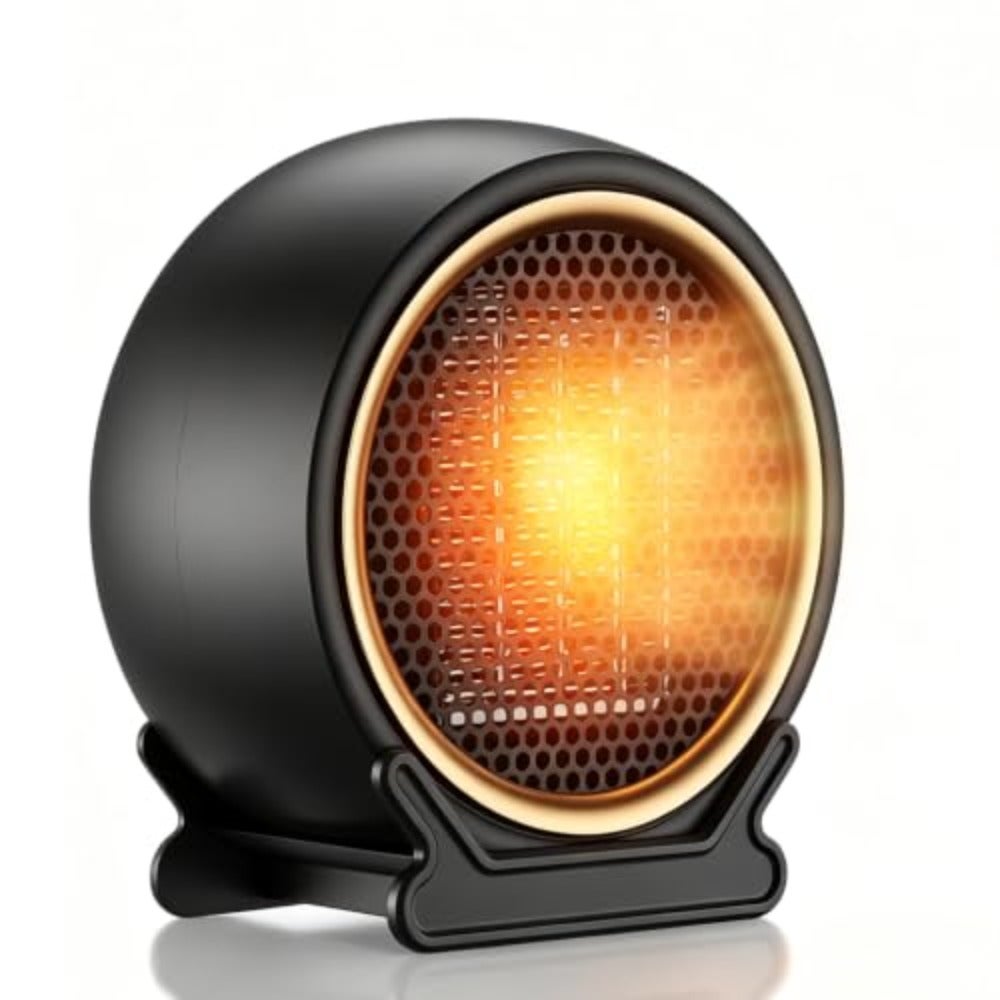 Indoor electric heater, 1200W space heater with 2 heat modes, metal housing, black, overheat protection and tip-over safety switch