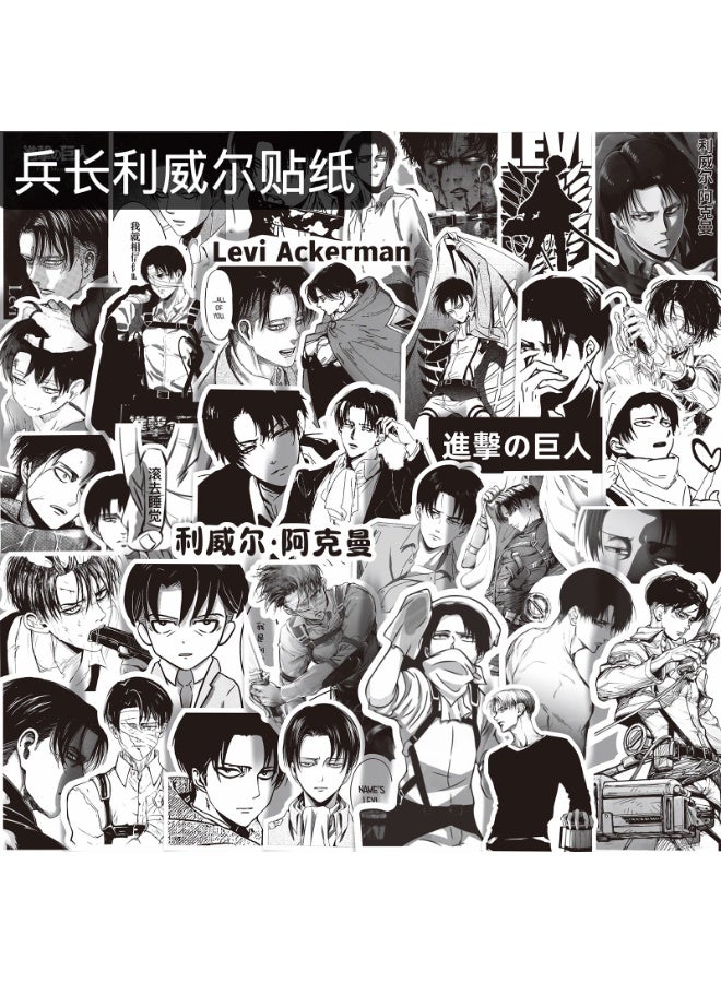 NIBEMINENT 65 Pcs Cartoon Levi Ackerman Deco Kit Waterproof Stickers, High Definition Printing Bright Colors, Suitable for Laptop Skateboard Luggage Water Bottle Guitar DIY - Image 1