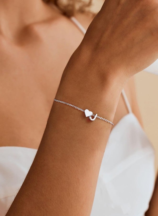 ChicSilver سوار قلب شيك سيلفر 925 فضة استرلينية سوار أولي مضاد للحساسية سوار فضة رقيق بحرف M - Image 3