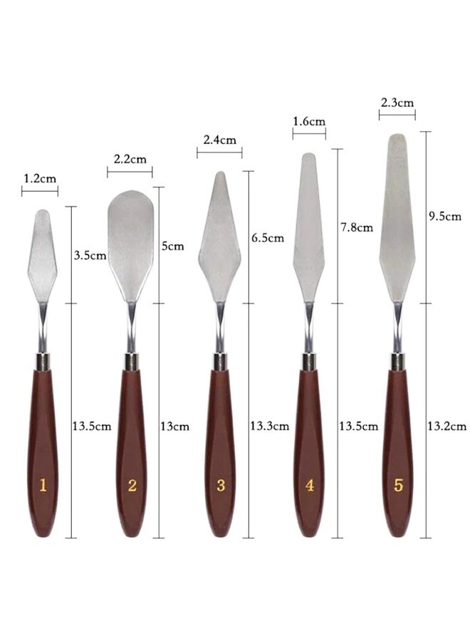 5 Pcs Cake Cream Spatula, Stainless Steel Cake Apatula Palette Knife Offset Spatula Baking Pastry Tool for Cakes Fondant Chocolate - Image 2