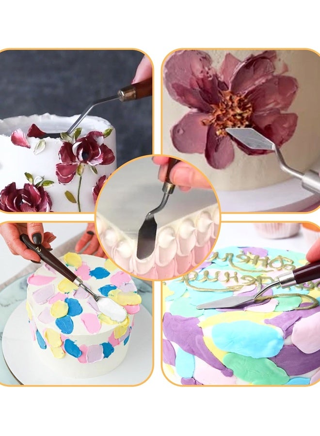 5 Pcs Cake Cream Spatula, Stainless Steel Cake Apatula Palette Knife Offset Spatula Baking Pastry Tool for Cakes Fondant Chocolate - Image 4